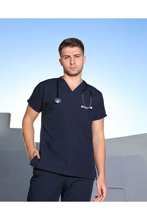 Lacivert Likralı Erkek Scrubs 