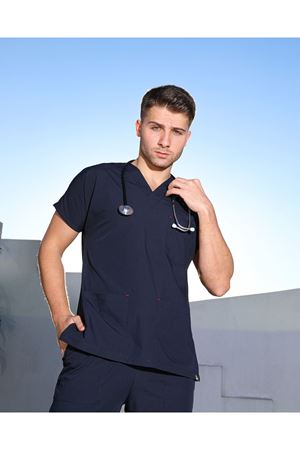 Lacivert Likralı Erkek Scrubs 