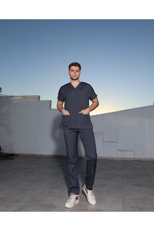 Füme Likralı Erkek Scrubs 