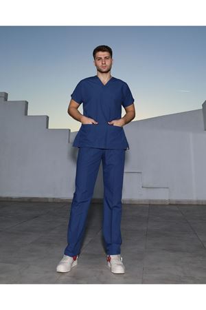 Petrol Mavisi Likralı Erkek Scrubs