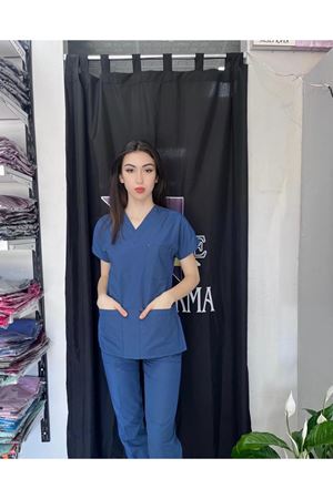 Petrol Mavi Kadın Terikoton Scrubs