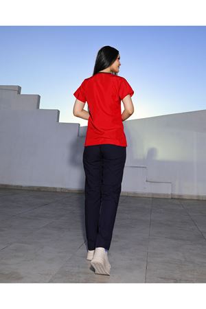 Kırmızı Lacivert Kombin Kadın Scrubs 